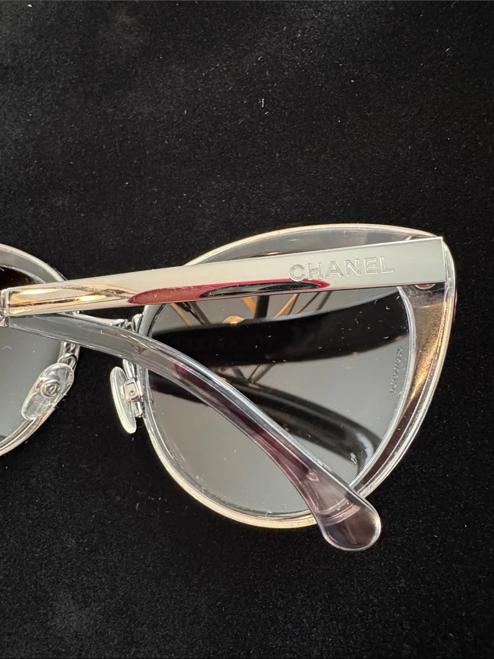 CHANEL Authentic 4208 Silver/Gray Polarized Cat-Eye Sunglasses
